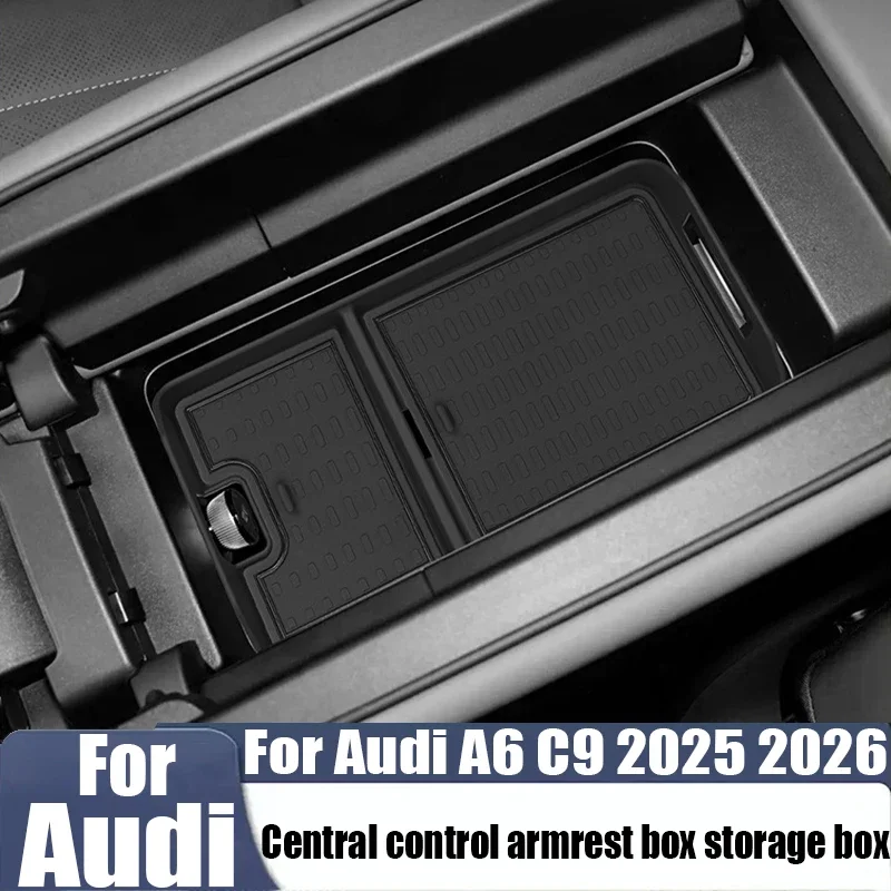 Für Audi A6 C9 2025 2026 Mittelkonsole Armlehnenbox Aufbewahrungsbox Mehrschichtige Aufbewahrungsbox Auto-Innenausstattung Zubehör Modifikation