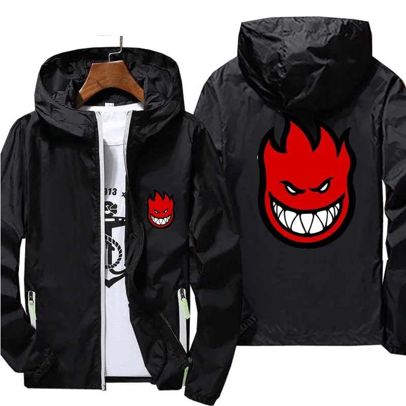 

Ripper Spitfire Zombie Wheels Bomber Men Jacket Plus Size Thin Windbreaker Skin Ultra Light Slim Fit Pilot Hooded Coat Cycling