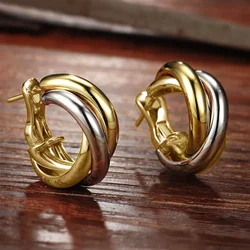 Mosquito Coil Ring Earrings for Women, Korean Edition, Retro Hong Kong Style, Double Color , Metallic Charm