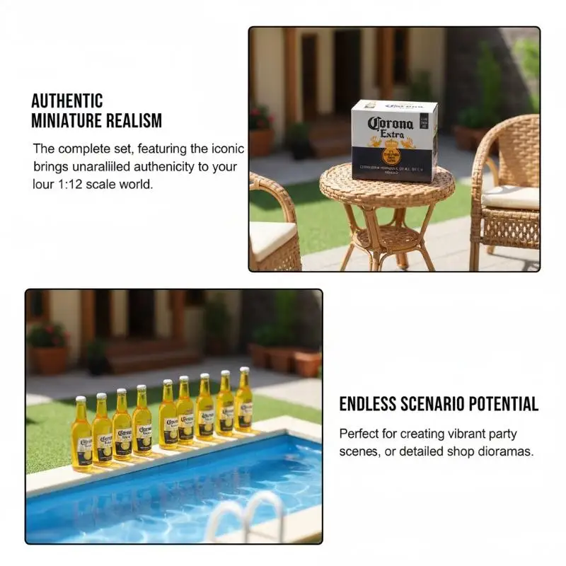 1 Set Mini Miniature Corona Beer Case Model Realistic Desktop Decoration For Room Decoration Gift