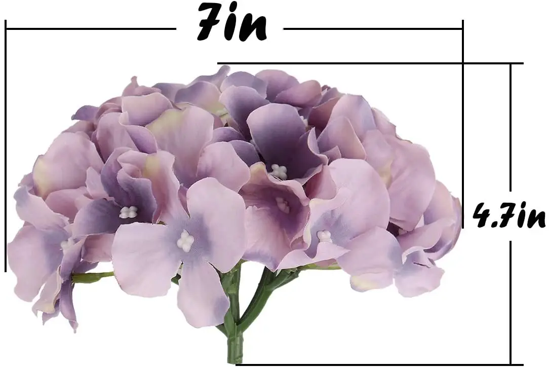 10er-Pack Seiden-Hortensien-Blumen, künstliche Blumenköpfe, volle Hortensien mit Stielen für Hochzeit, Zuhause, Party, Geschäft, Babyparty, Dekoration – Detail 5