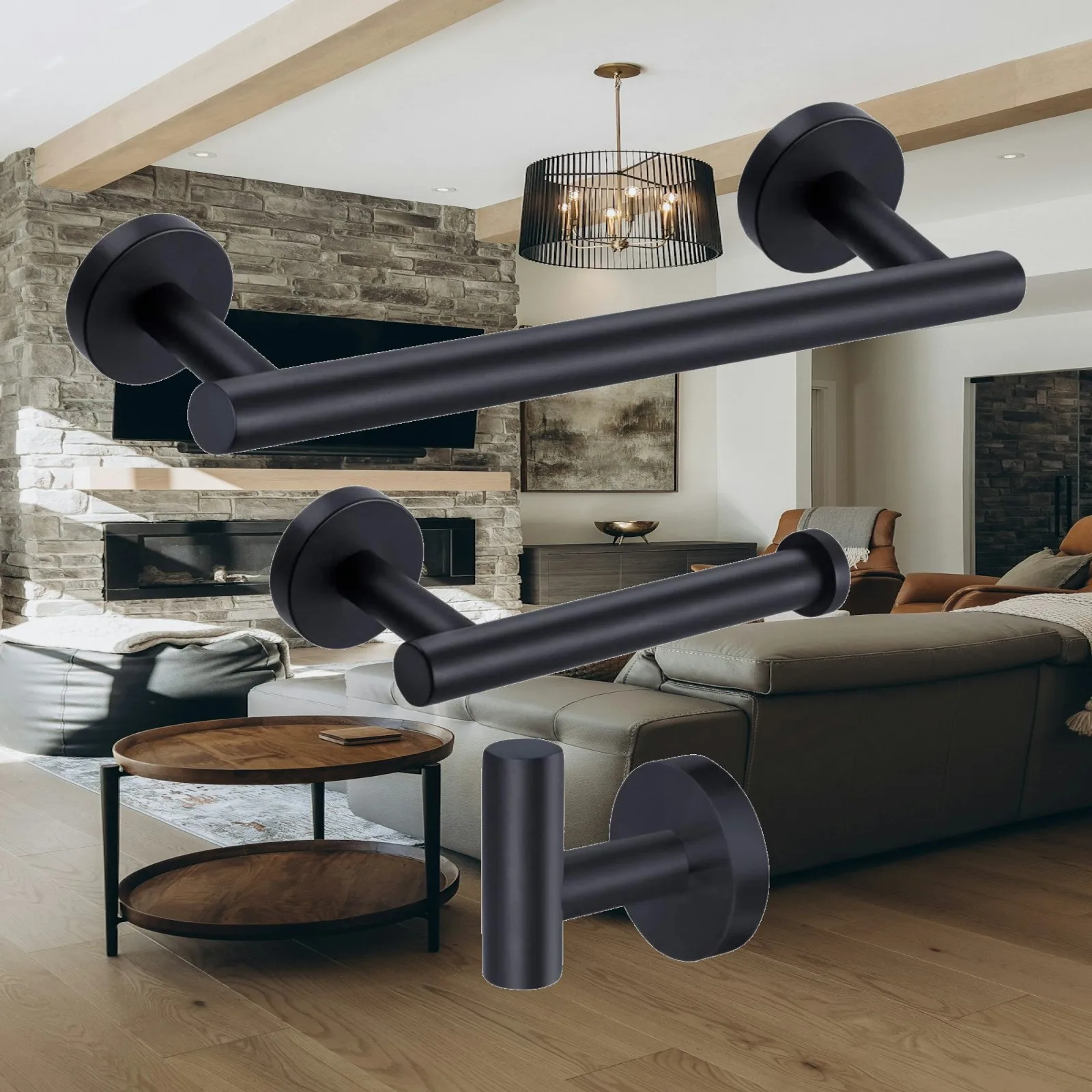 3x wall Mounted Brushed Robe Hook Holder Storage Shelf 12\\\