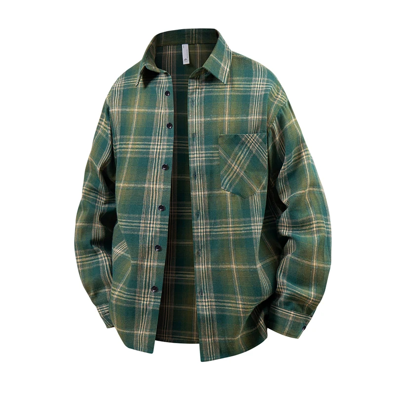 

New Spring Plaid Long Sve irt ex Faion Sun Protection Outerwear Women's Sle Couples' Clothing Stand Fit