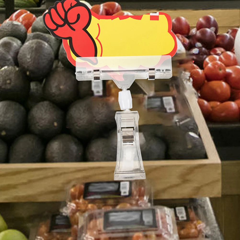 

5Pcs Plastic Sign Holder Clip Clear Double Sided Clips for Price Display Merchandise Sign Rack Banner Card Stand Use