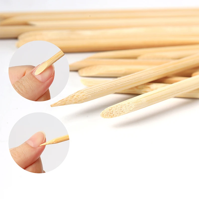 100 Teile/paket Orange Holz Sticks Für Nagelhautschieber Nagelhaut Entfernen Werkzeug 5 Verschiedene Größen Doppelköpfige Gabeln Für Nägel Maniküre