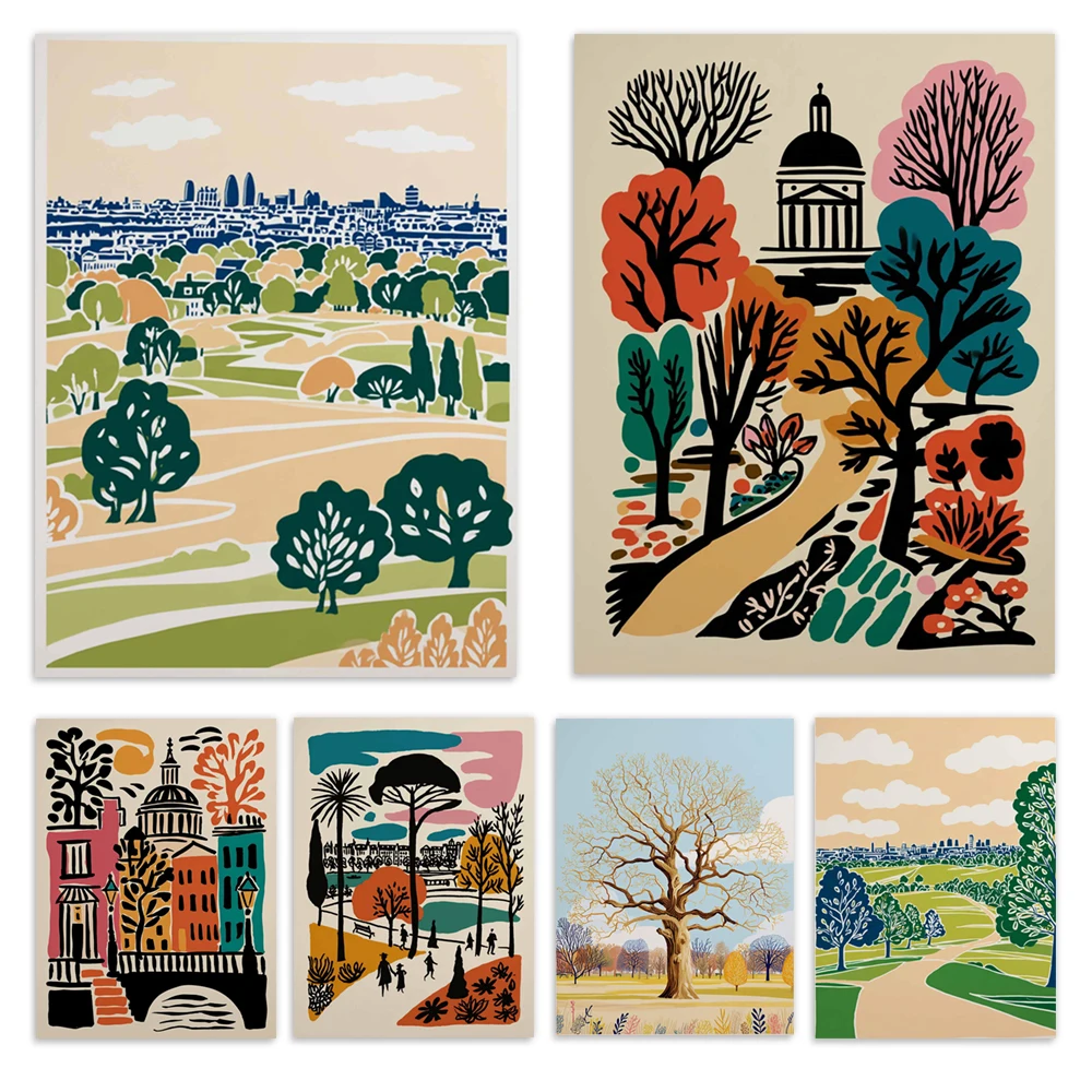 Arte británico de Londres, Prime Meridian, Cutty Sark, Royal Observatory, cartel de paisaje Greenwich, decoración del hogar, regalo de referencia de Londres