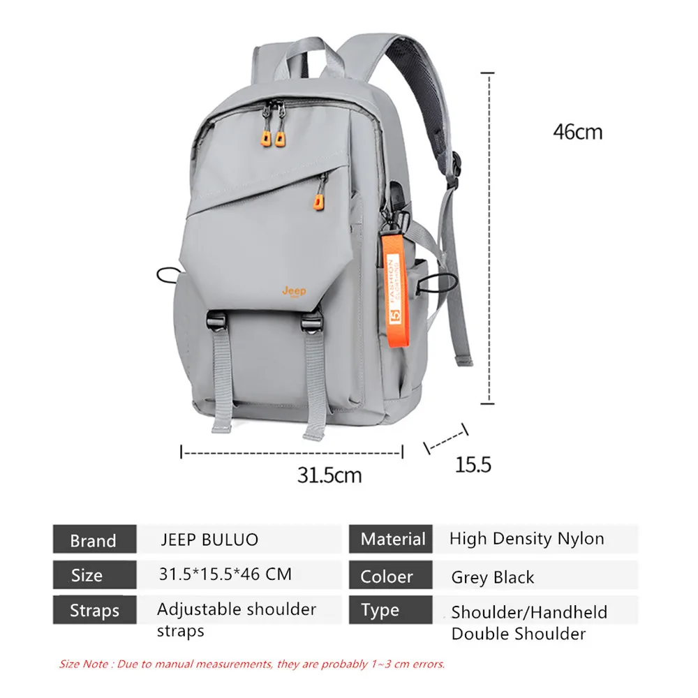 Jeep buluo sacos de escola 15 polegadas mochilas portáteis à prova dnylon água náilon casual ombro bagpack viagem adolescentes mochila