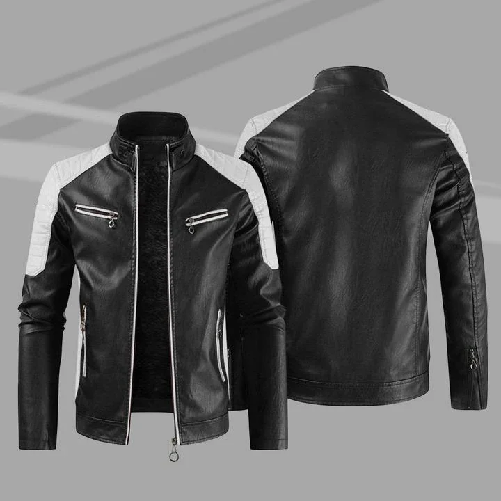 Jaket motor Logo kustom Vintage pria mode 2023 jaket kulit motor jaket Bomber bordir pria mantel Pu