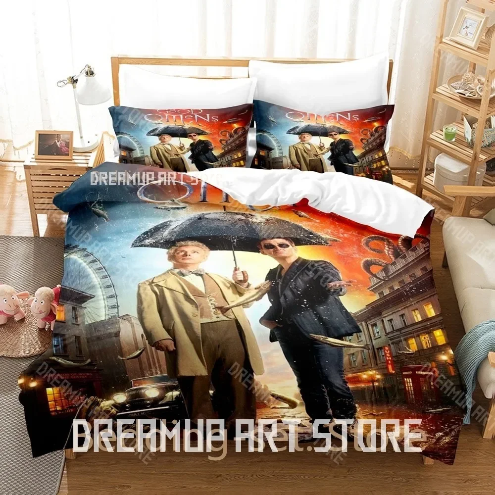 

Комплект постельного белья с 3D принтом Good Omens TV Single Twin Full Queen King Size, комплект постельного белья для взрослых, пододеяльник для спальни, комплект простыней в стиле аниме