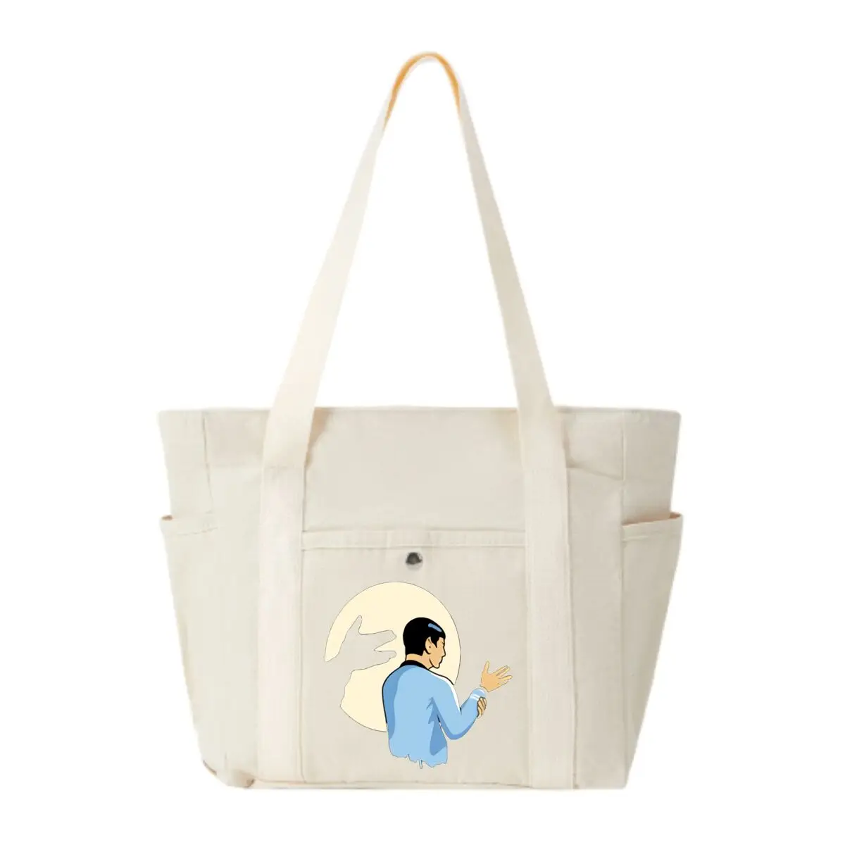 

Man with Hand Silhouette Art Graphic Large-Capacity Canvas Multi-Pocket Shoulder Bag Commuter Shopping Practical Bag