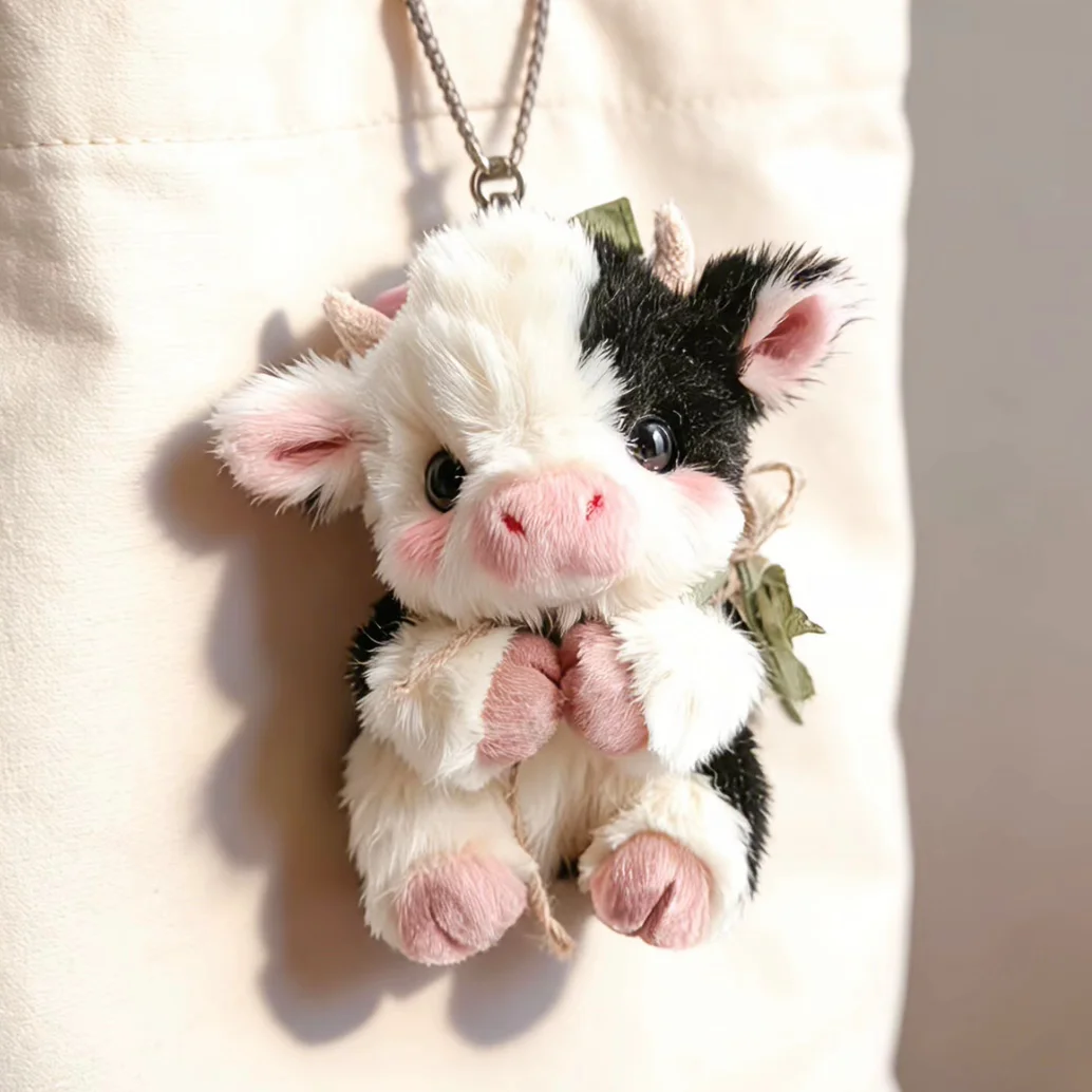 

Супермилая плюшевая кукла-коровка, креативный милый хлопковый кулон-игрушка, подарок для подруг, плюшевая кукла для декора рабочего стола, подарочная игрушка