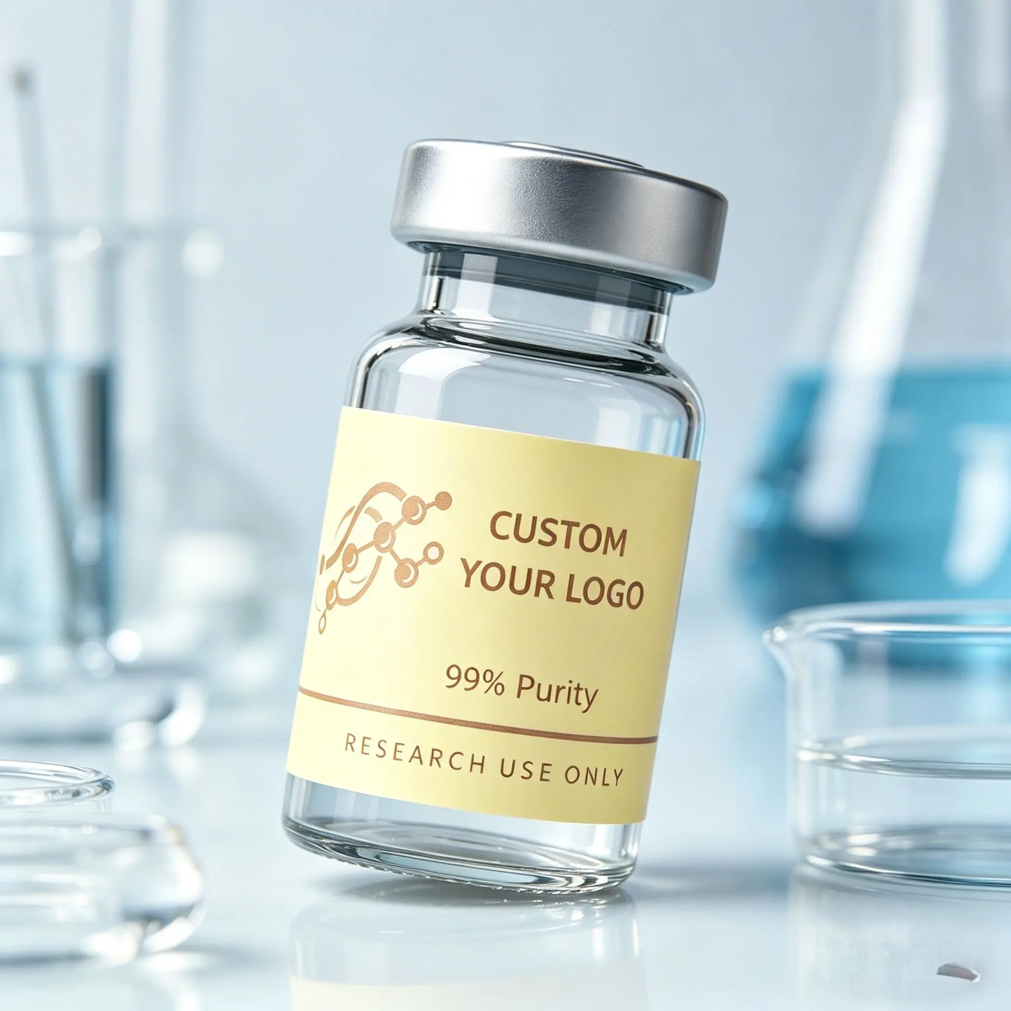 

Custom Premium Vinyl Flexible Adhesive Labels & Boxes For Peptide Pharmaceutical 3ml 5ml 10ml Vials