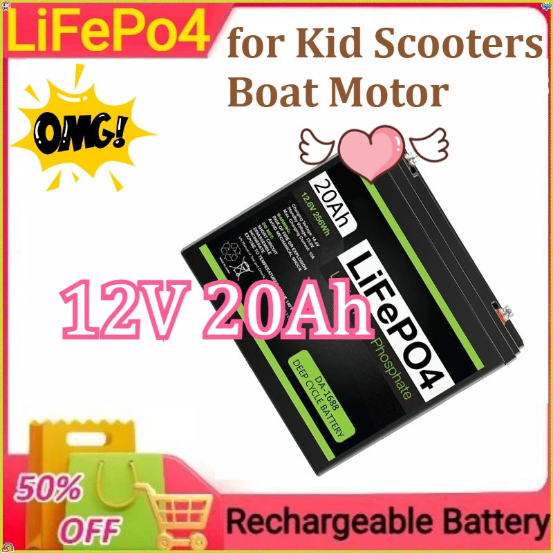 

LiFePo4 Battery Lithium Iron Phosphate 12V LiFePo4 Rechargeable Battery for Kid Scooters Boat Motor 12V 20Ah