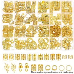 280pcs Alloy Hair Accessories Set, Elegant Bohemian Style, Hollow & Beaded Designs, Round Shape, Unisex Hair Jewelry Decorative