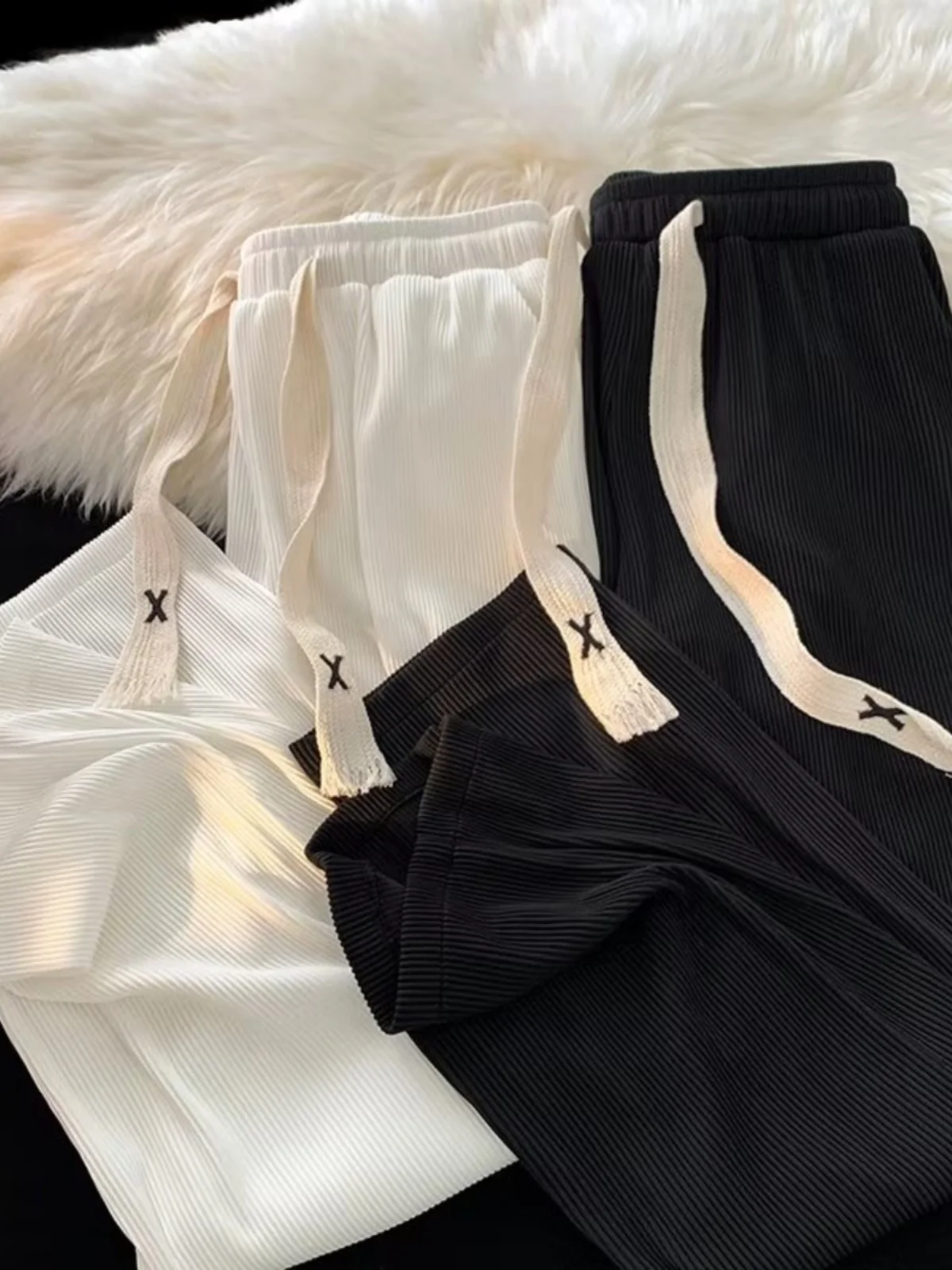 بنطال ذو قصة أرجل واسعة أخضر للنساء ربيعي مايكرو متوهج الحد الأدنى نمط Preppy الحضرية مكتب حزام البطن التحكم الشيفون منقوشة