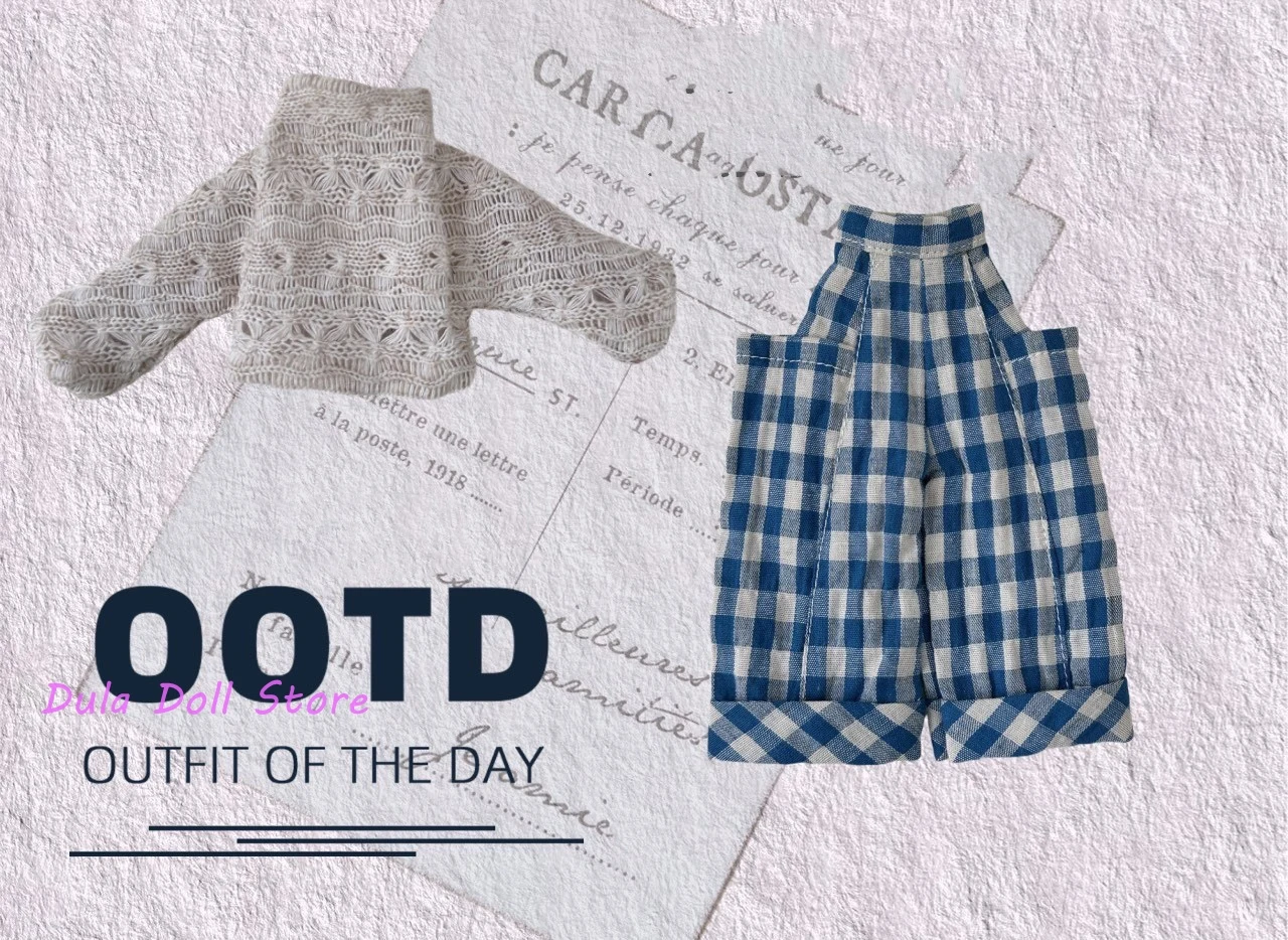 دولا ملابس دمى الحد الأدنى نمط الشارع محبوك بلوزات وسراويل منقوشة مجموعة Blythe ob24 ob22 ICY JerryB 1/6 إكسسوارات دمي