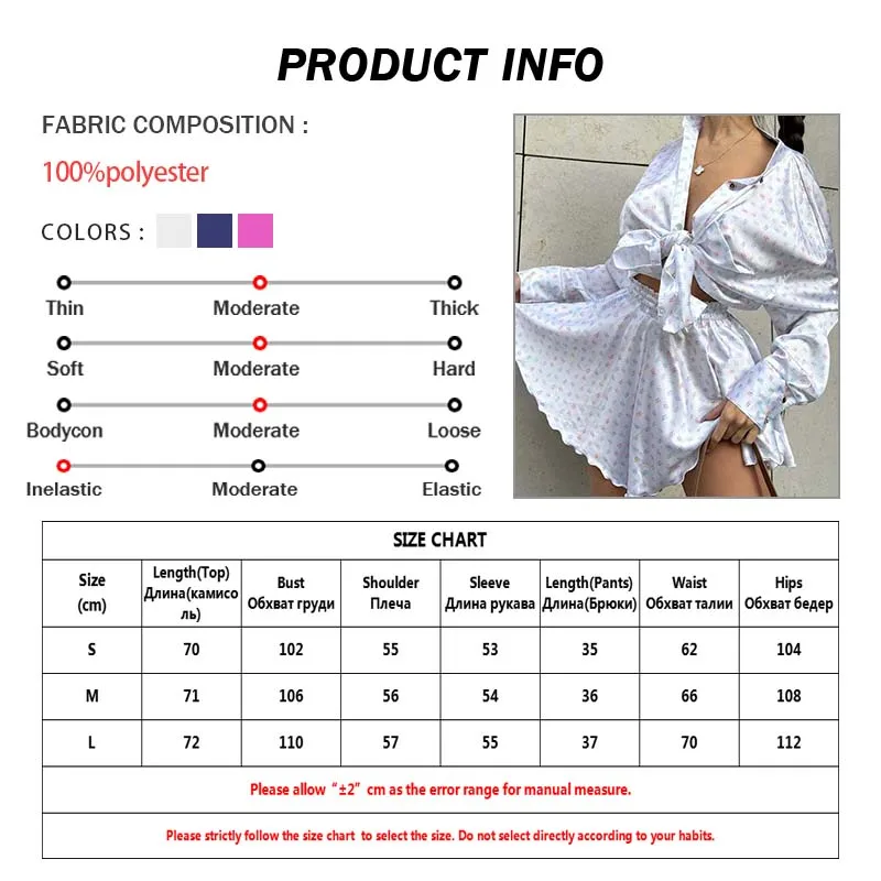 Oymimi Elegant White Print Sets For Women 2 Pieces Fashion Lapel Long Sleeve Button Shirts And High Waisted Side Slit Shorts Set