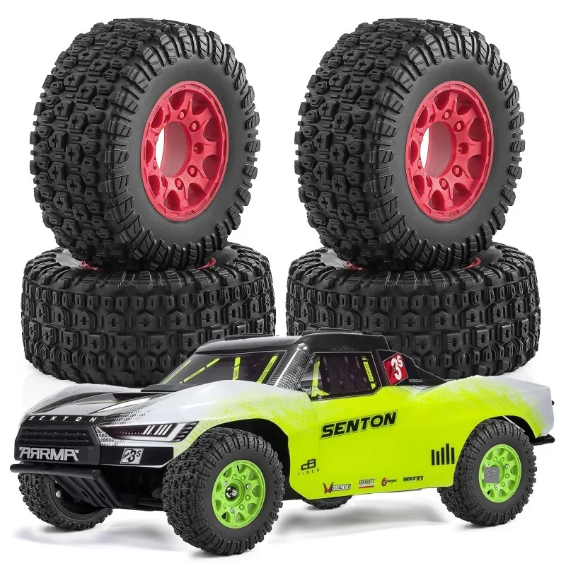 4個 109mm 1/10 ショートコーストラックタイヤ 12mm 14mm 17mm ホイールヘックス付き Trxs Slash ARRMA SENTON HSP HPI RCカー用