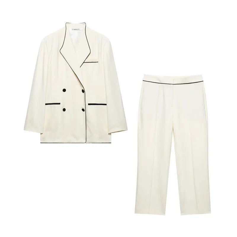 

SuperAen 2025 Summer New European and American Style Women's Fashion and Elegant Color-matched Tops Long Pants Two Pieces Sets