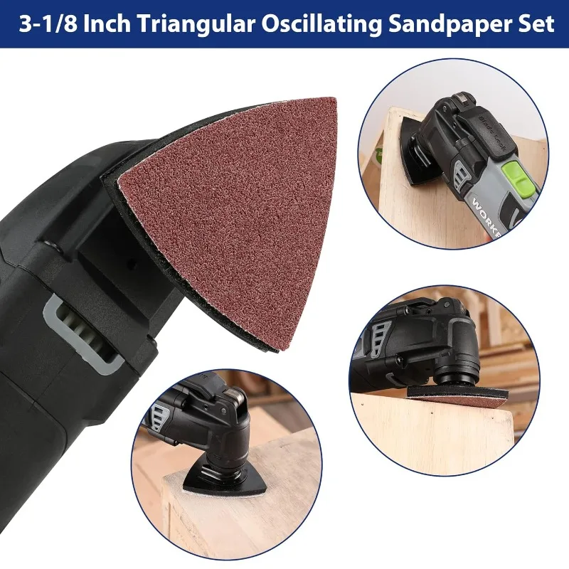 TQLQ 10/20/50 PCS Triangular Sandpaper， 40-2000 GRITS Hook and Loop Sanding Plate for Wood, 3-1/8 Inch Oscillating Multi-Tool