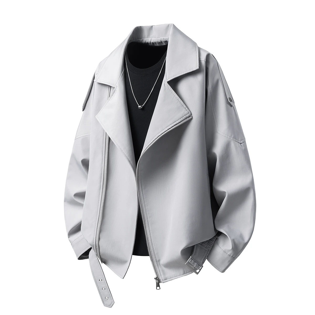 Spring Autumn Youthful Vitality Casual Jacket Men Fashion Zipper Turn Down Collar Loose Jackets Loose Couple Outerwear Plus Size