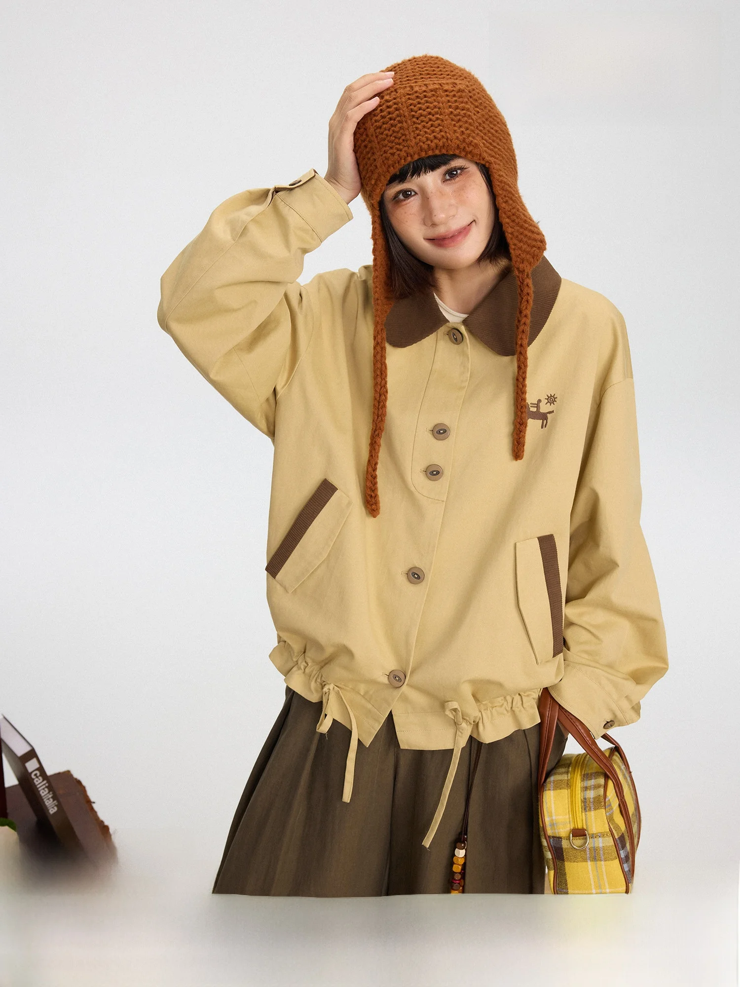 

Ретро-куртка унисекс свободного кроя с цветными вставками и воротником, двусторонняя, из хлопковой ткани, осенняя повседневная верхняя одежда