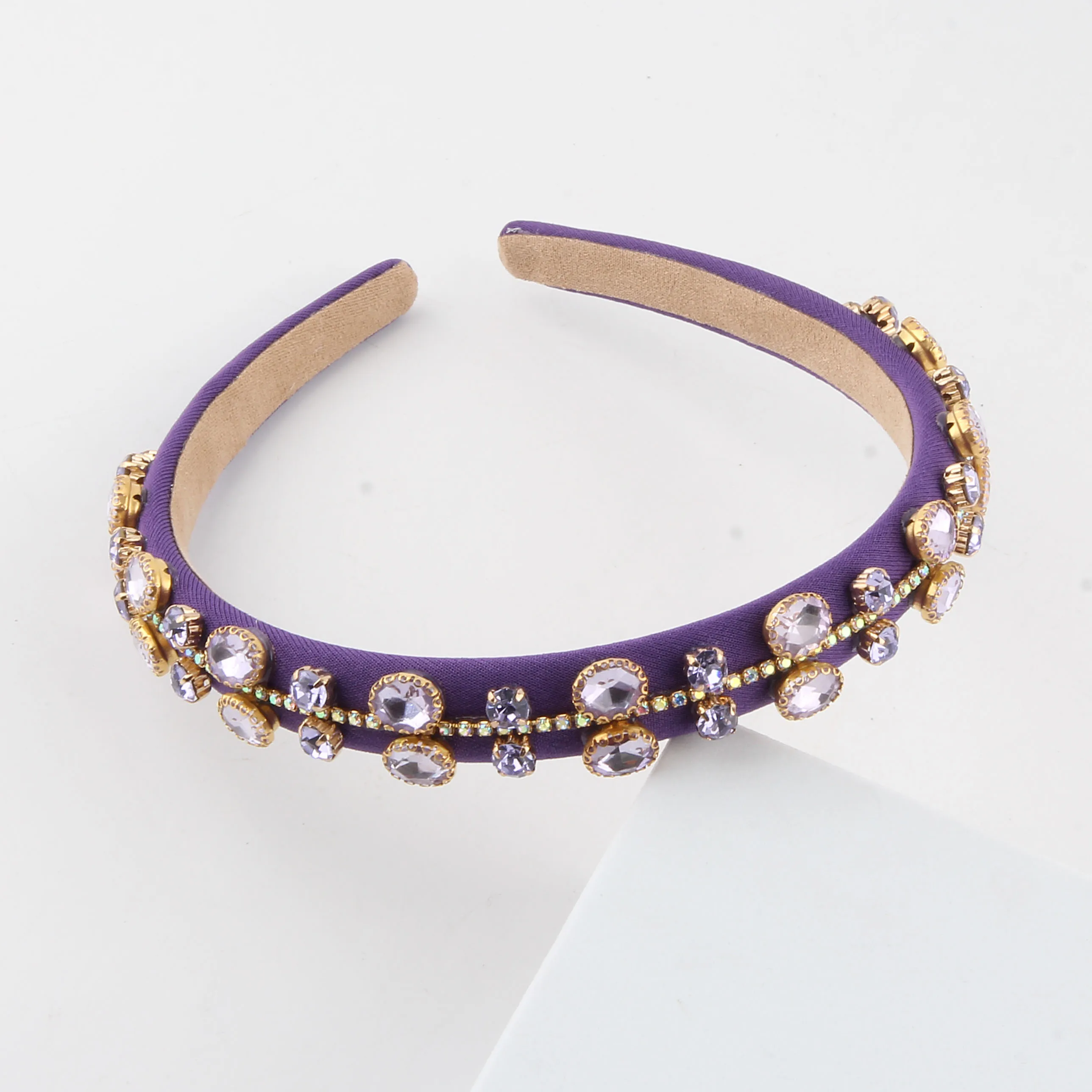 New Hair Band Fashion Baroque Style Shiny Crystal Flower Sponge Head Band Women Color Rhinestone Trend New Hair Accessories 363