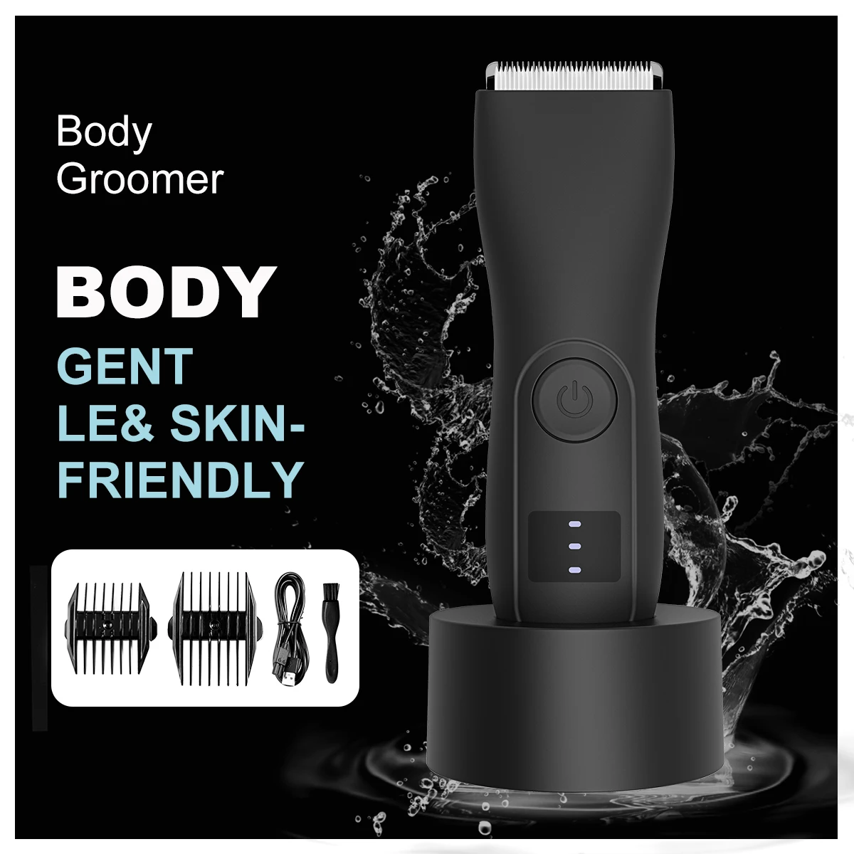 3-in-1 Body/Groin Trimmer for Men & Women - Ceramic Blade Shaver w/ Fast USB-C Charging, No-Nick Technology