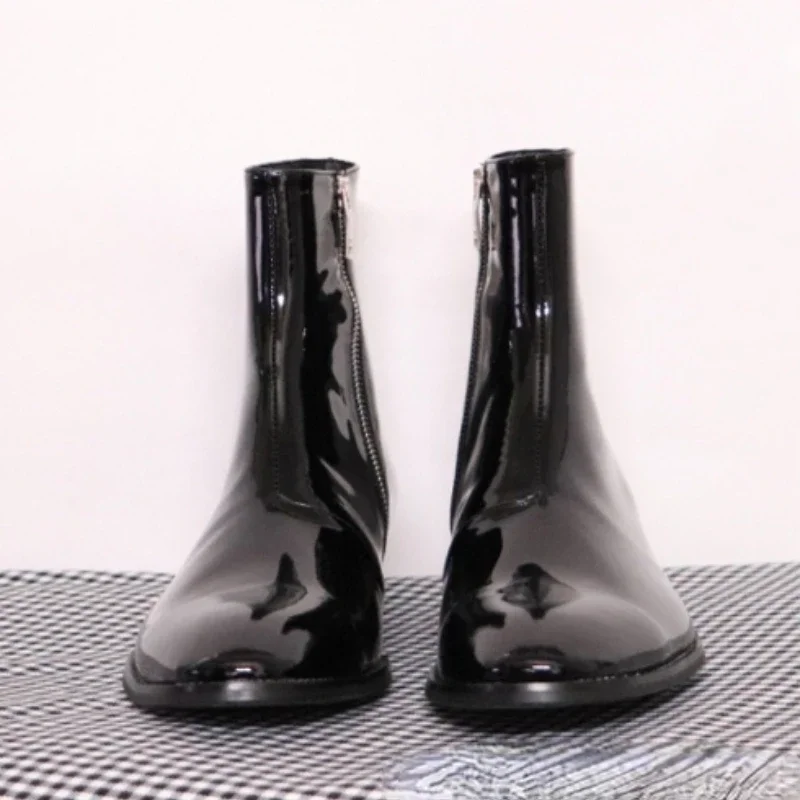 New High Quality Men Chelsea Boots Genuine Leather Zippered Boots Classic Comfortable British Business Formal Boots Size 37-46