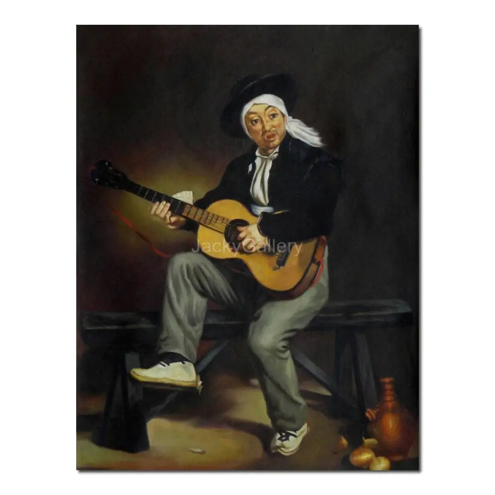 

Small Size Painting in Oils Edouard Manet Spanish Singer Handmade Canvas Picture Figure for Pub Dark Spaces Wall Decor