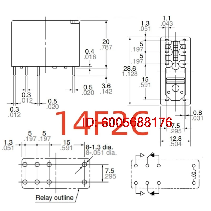 10PCS New SMI-12VDC-SL-2C ; SMI-24VDC-SL-2C ; (14F2C-9V/12V/24V-5A) Relay 8pins