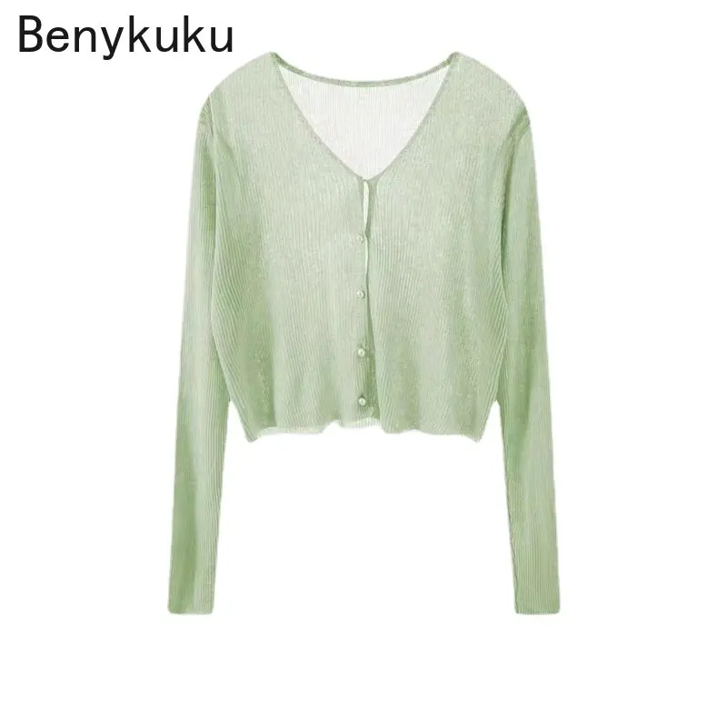 

Single Breasted Solid Color Womens Jacket and Coat Vintage Short V-Neck Cardigan Thin Tops Summer Long Sleeve Shrug Bolero
