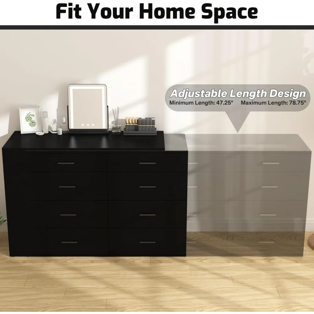 مكتب مكياج مضيء بإضاءة LED مع سطح زجاجي، 8 أدراج، 3 أرفف تخزين، طاولة تزيين لعشاق التجميل #6