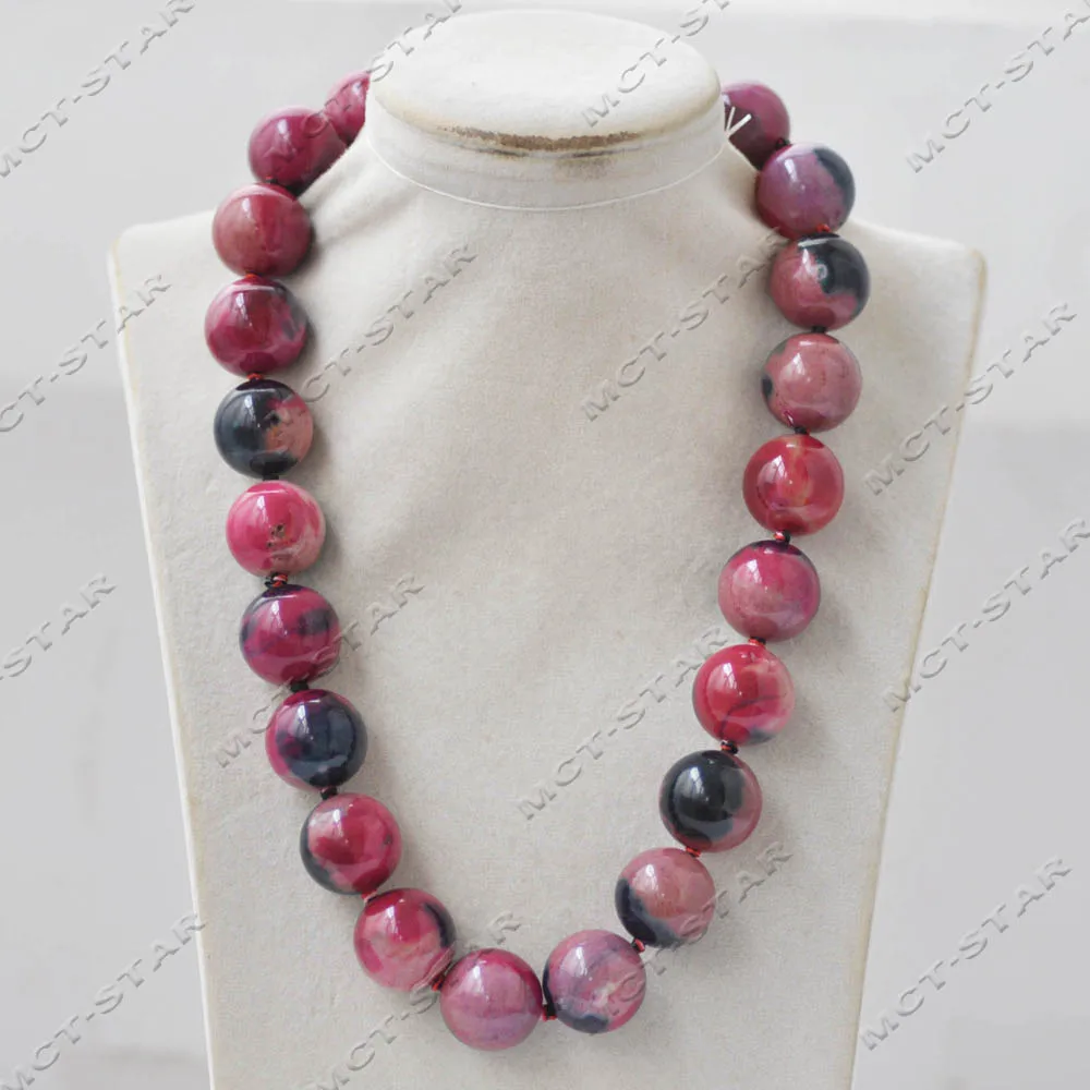 

MTC·STAR Большое 20 дюймов, 20 мм, розовое и синее (весенний цветок), круглое ожерелье из агатовых бусин (Z14129)