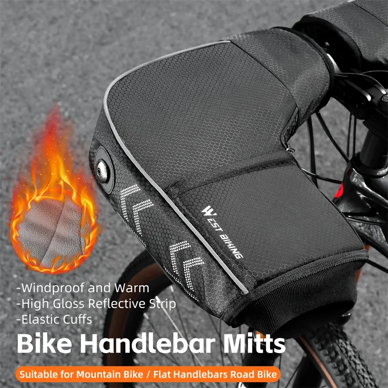 غرب ركوب الدراجات الشتاء دراجة المقود قفازات القطبية الصوف يندبروف الحرارية قفازات الجبلية الطريق دراجة بار قفازات عاكسة للسلامة