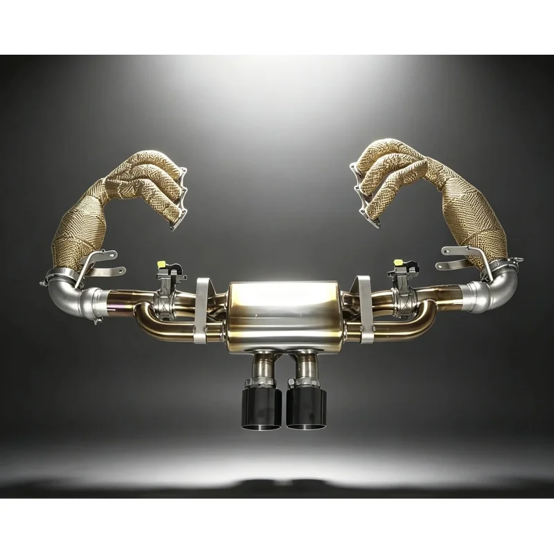 High-performance Custom Gold Header Exhaust for Porsche 911 992 992.1 992.2 GT3 RS GT3RS 4.0 Titanium Exhaust Pipes Muffler