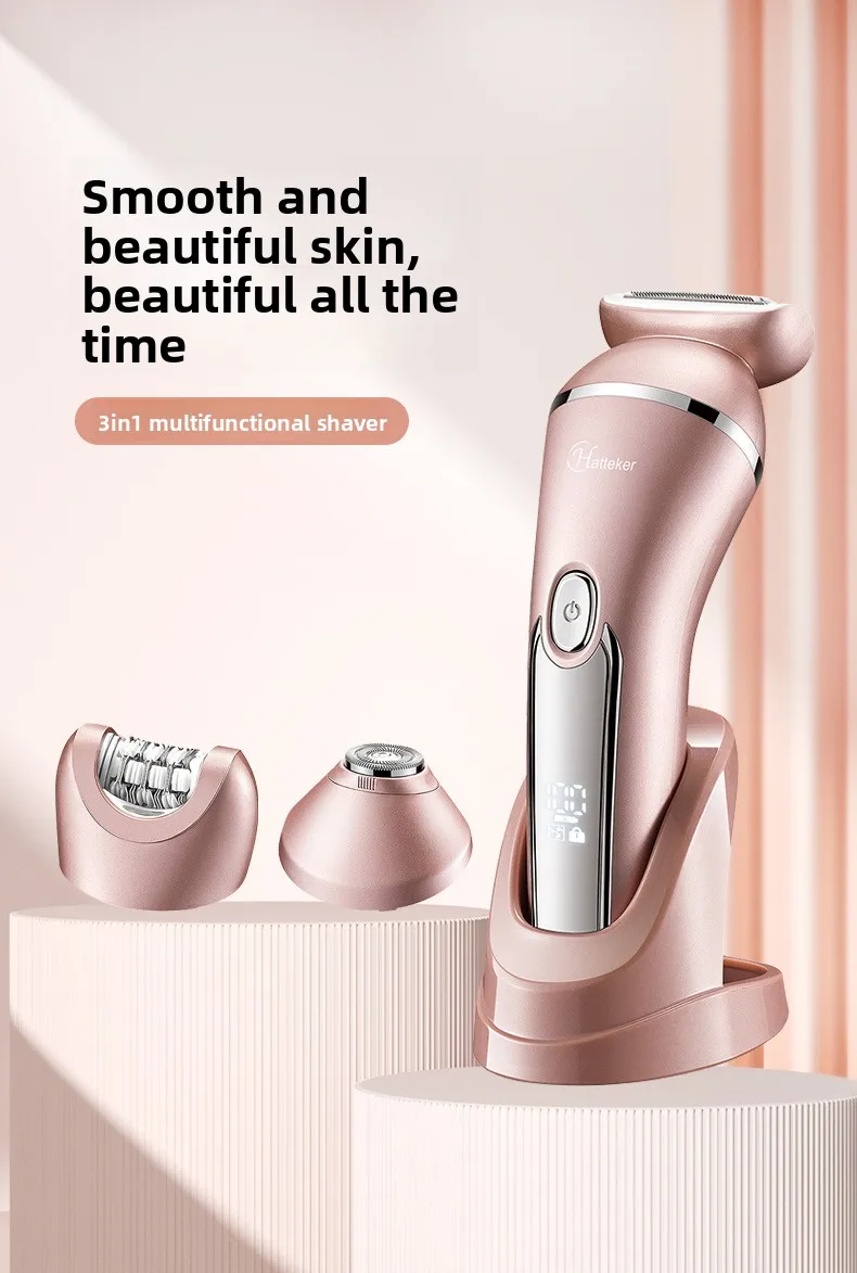 

Женская многофункциональная электробритва для домашнего использования с тремя сменными лезвиями, для удаления волос, полностью моющаяся, для всего тела