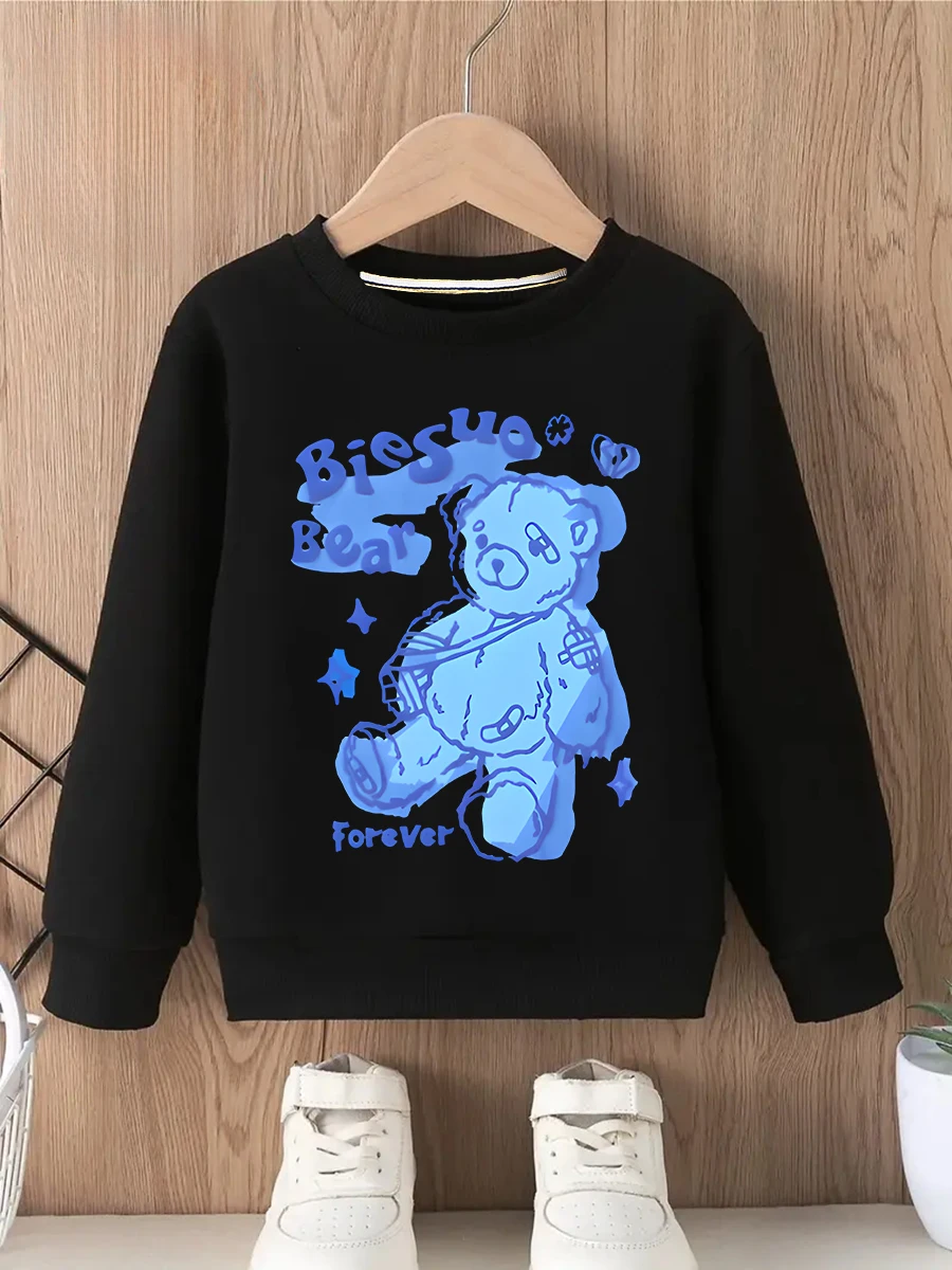 

Толстовка с круглым вырезом и длинным рукавом с принтом, повседневная, теплая, стильная, с индивидуальным узором, тяжелая вес (вес ткани 220–320 г/м2)