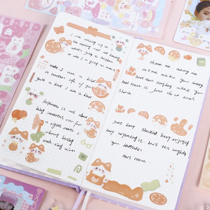 14 Hand Account Stickers Creative Cute Goo Card Diy Material Pvc Waterproof Small Stickers