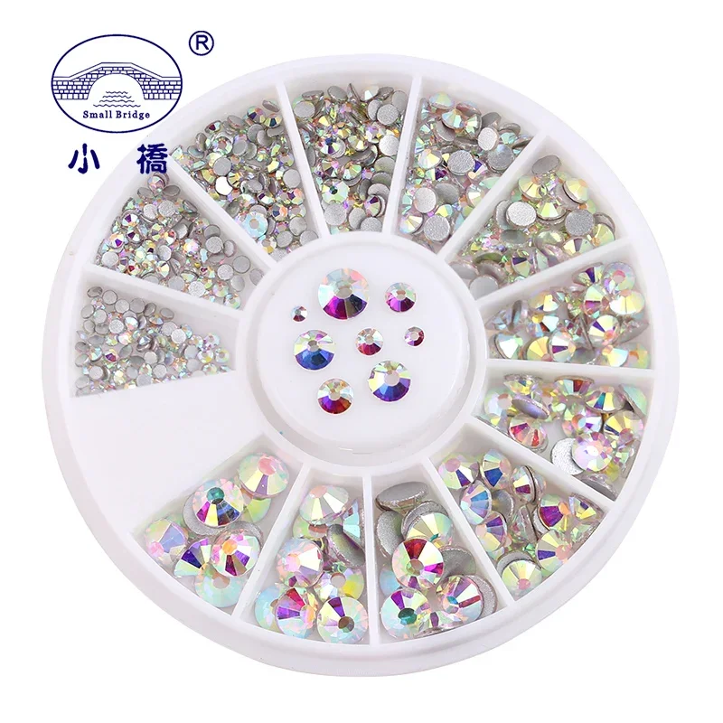 SS3-SS20 biały AB szklany cyrkonie na dekoracje do zdobienia paznokci brokat koraliki FlatBack Strass Crystal 500 sztuk w kole