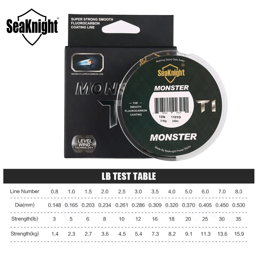 SeaKnight MANSTER T1-II/T2 Carbon Line   Fluorocarbon Coating Carbon Line 0.8#-8.0# 3LB-35LB