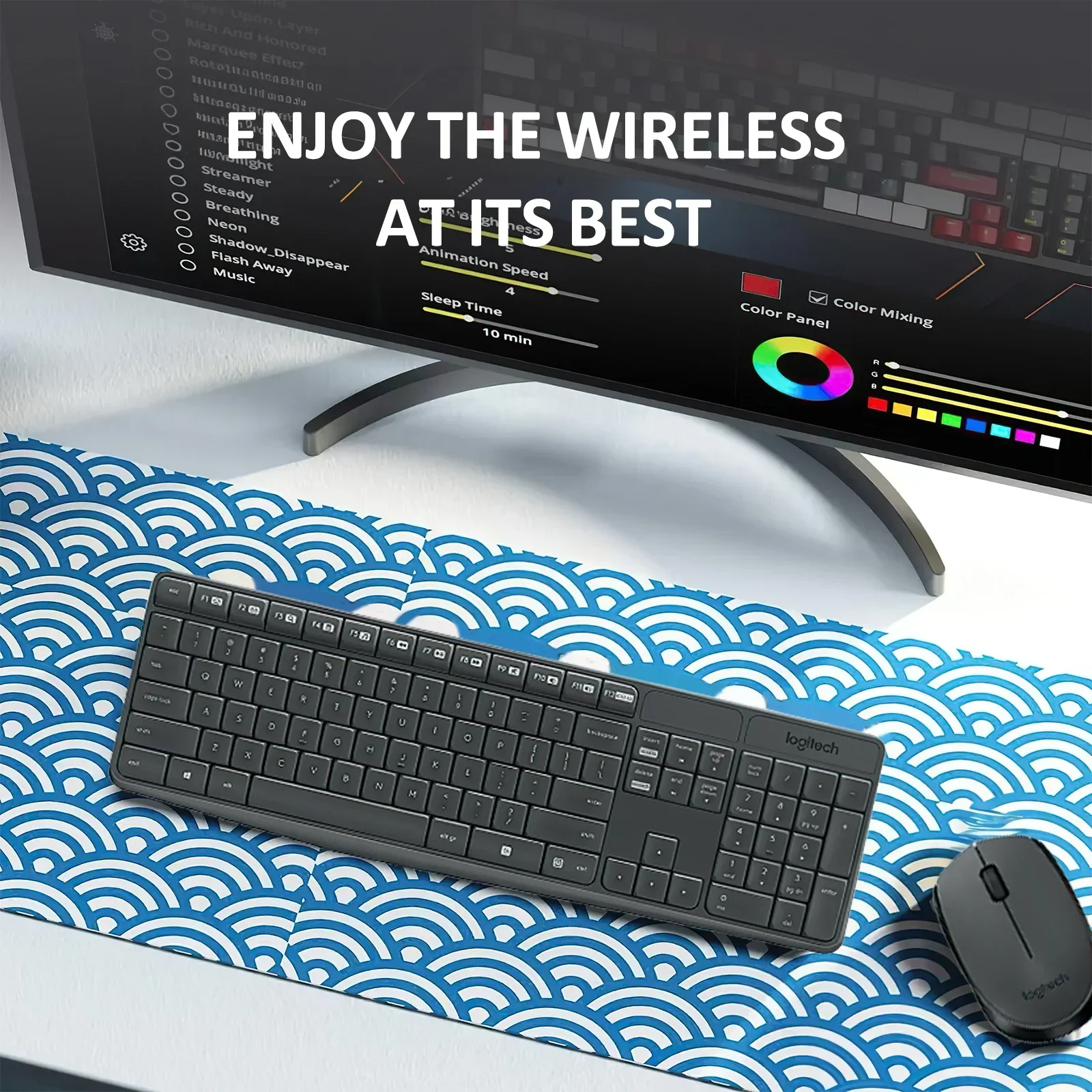 Logitech MK235 USB Wireless Keyboard Mouse Silent Keys Ultra-thin Design Compatible Laptopssuitable  Home Office Environment