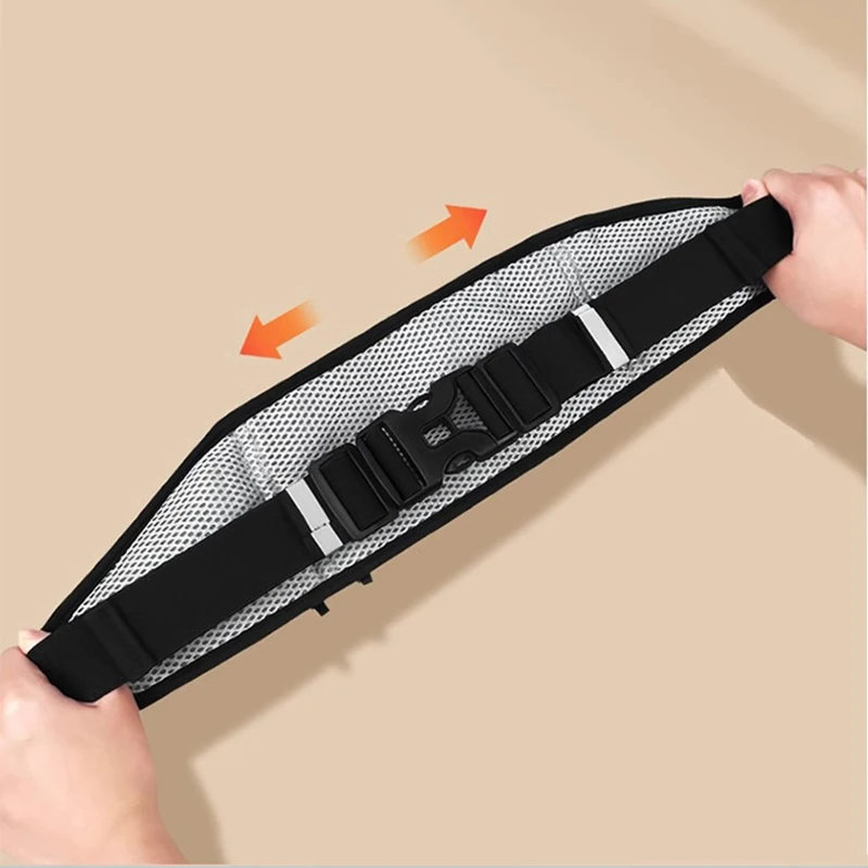 Tas lari anti air untuk wanita, tas olahraga model banana untuk pria dan wanita, tas olahraga hitam tersembunyi, tempat handphone