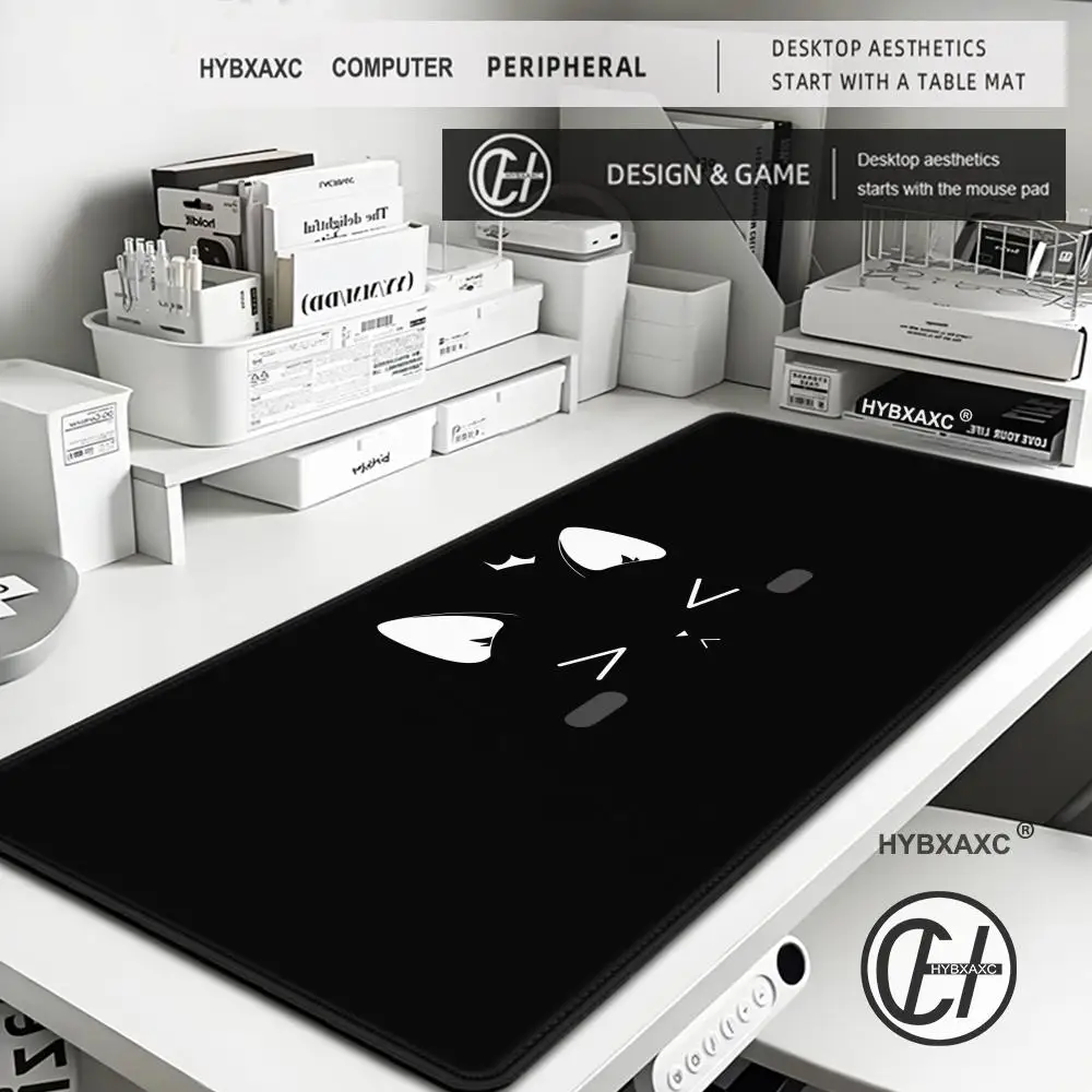 HD Black Cat Mousepad kawaii Pink Office Desktop Protection Pads Rug Rubber Anti-slip Gaming Keyboard Mousepads Long Desk Mat