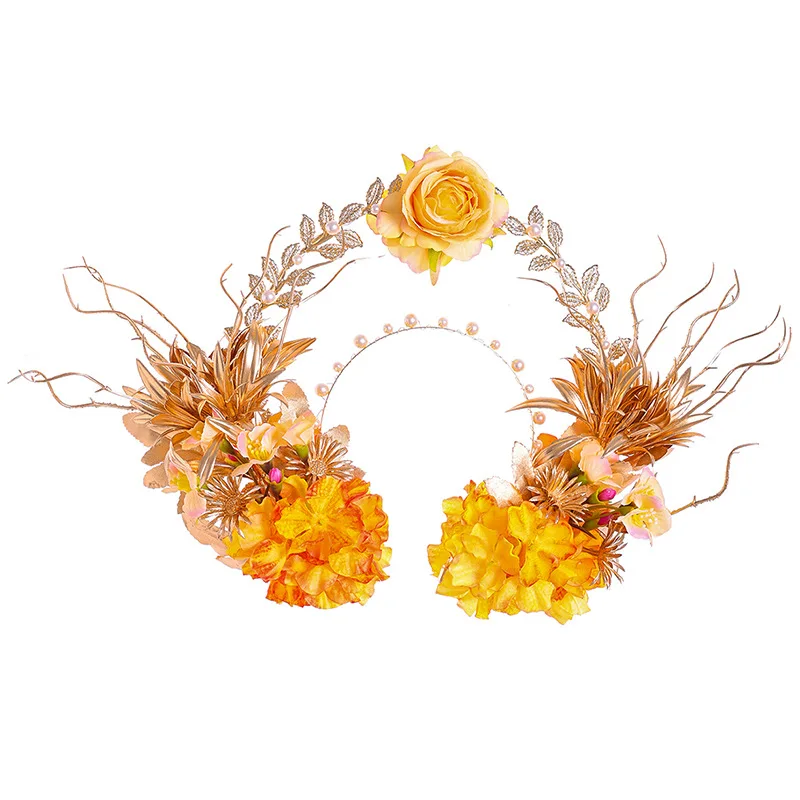 

Роскошный дизайн, цветочная корона, жемчуг, повязки для волос, украшения для волос, китайское традиционное чаепитие, необычное шоу, головной убор с цветком