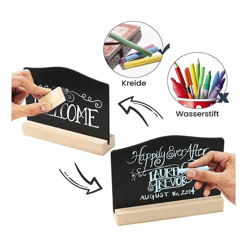 TA-12 Mini Chalkboard With Stand, Small Blackboard Wooden Signs For Labelling, Mini Board Set, Place Cards, Price Tags