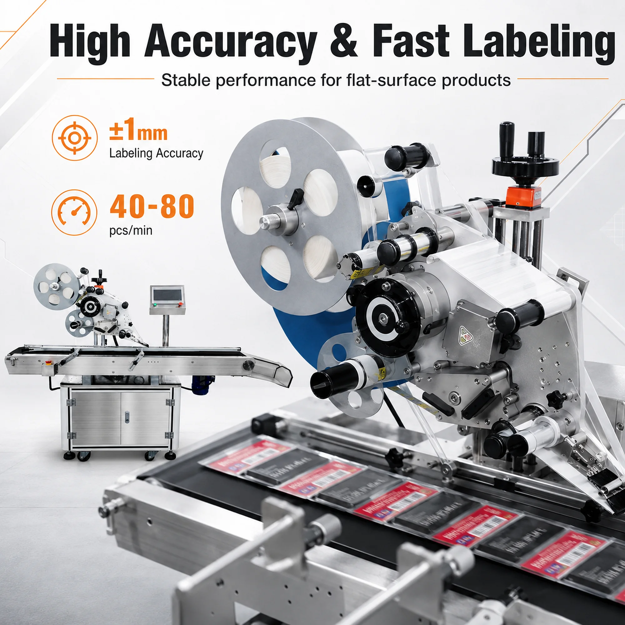Fully Automatic Flat Surface Labeling Machine for Boxes Bags Cartons Cards and Pouches