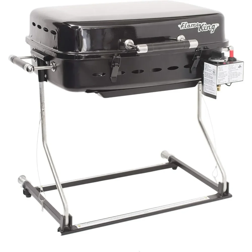 YSNHT500 RV Or Trailer Mounted BBQ - Motorhome Gas Grill - 214 Sq Inch Cooking Surface - Adjustable Flame Controlle