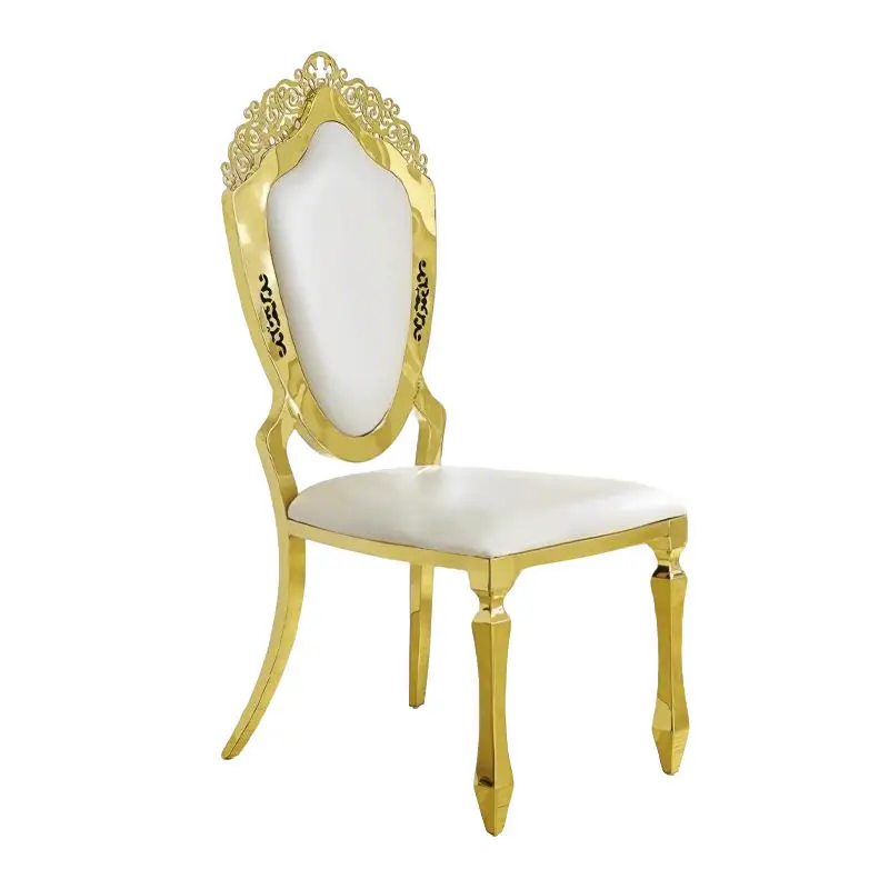 30pcs Luxury Gold Stainless Steel Fabric Metal Dining Chairs for Hotels Events Living Rooms Banquet Halls-Farmhouse Style