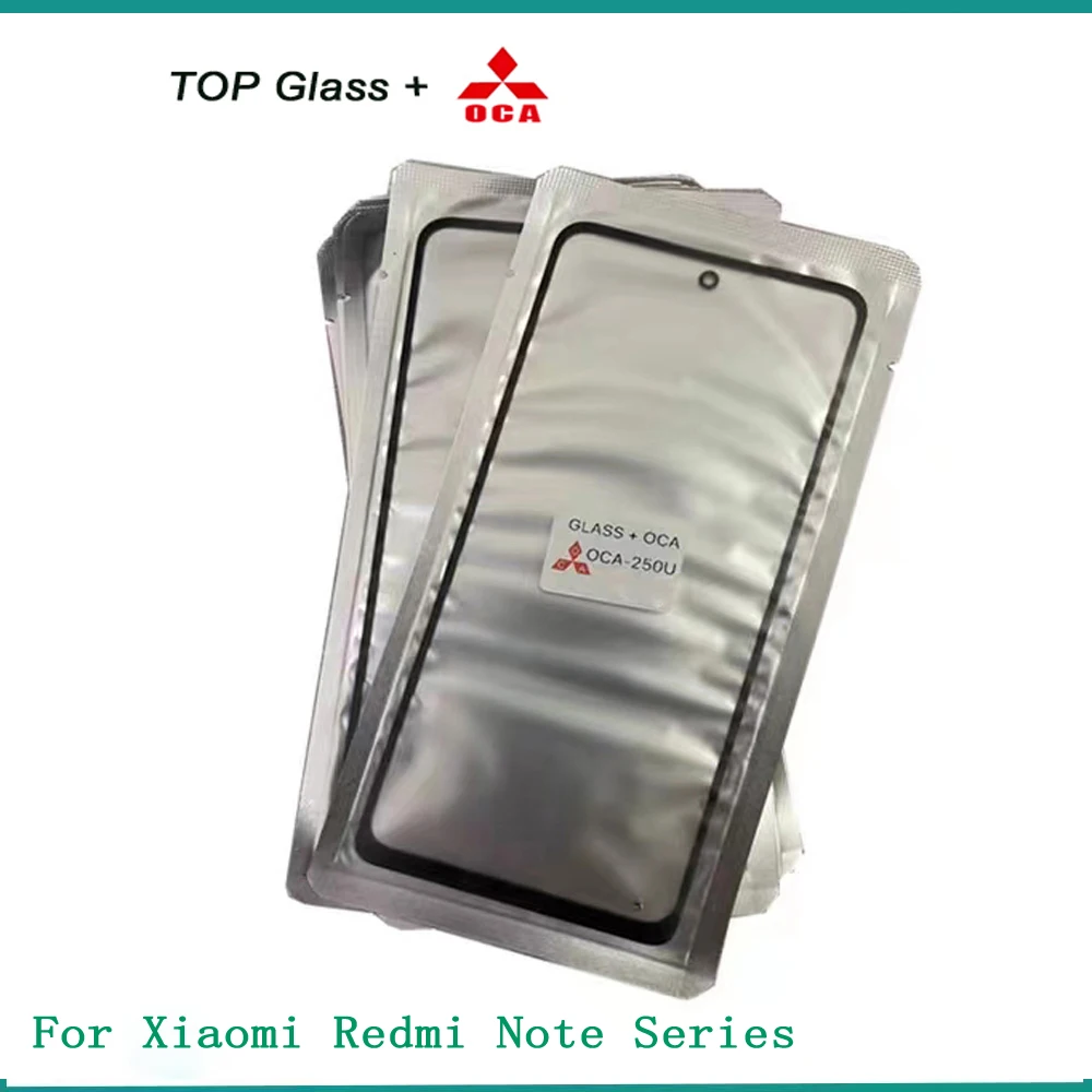 5Pcs TOP For xiaomi redmi note 10 11 12 13 3pro plus 14pro redmi 12C 13CLCD Front Touch Screen Lens Glass with OCA Rplacement